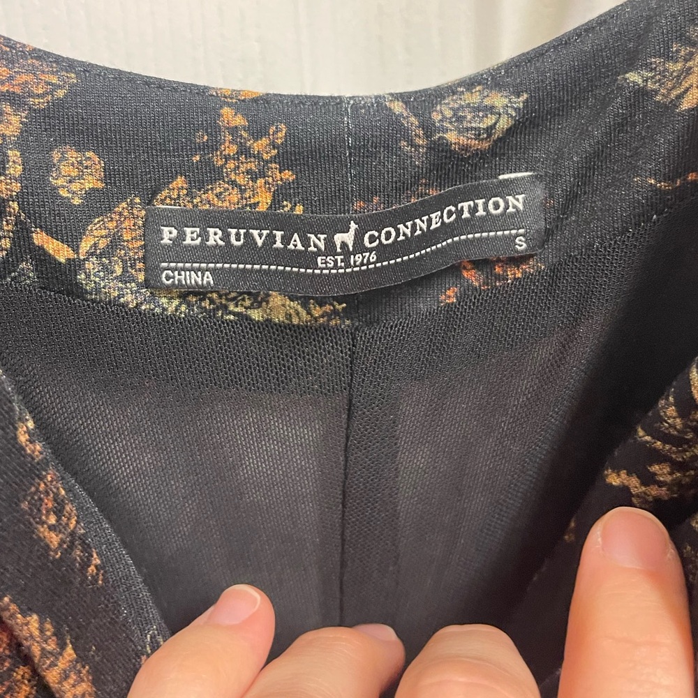 Peruvian Connection Black Pattern Knot Front Midi… - image 5